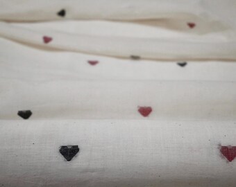 Natural Cotton Khadi Handloom Voile with Heart Jamdani