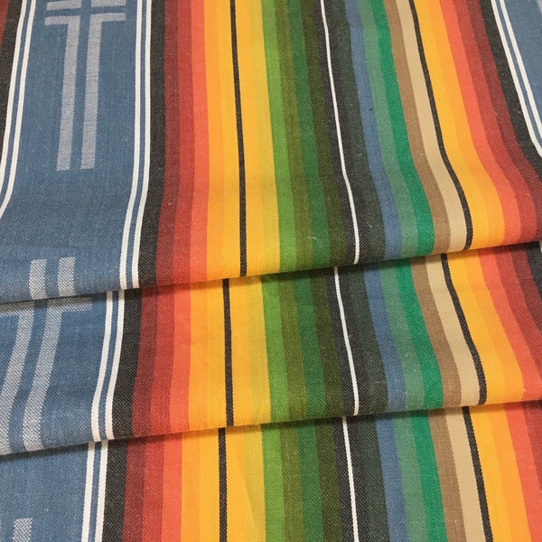 Classic Faded Denim Serape Inspired Cotton Stripe with Dobby Pattern