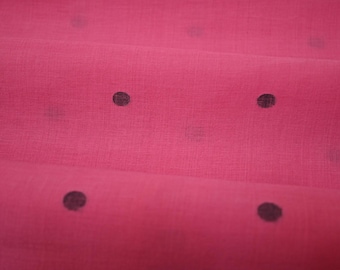 Pink Cotton Khadi Handloom Voile with Polka-Dot Jamdani