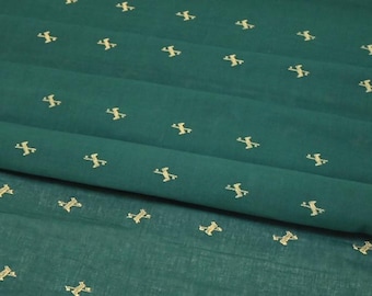 Green Cotton Khadi Handloom Voile with Jamdani Design