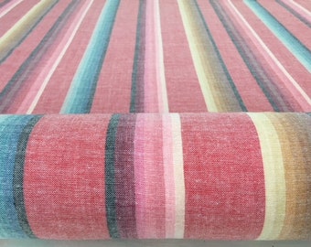 Double Faced Gauze Cotton in Red Serape Inspired Stripe