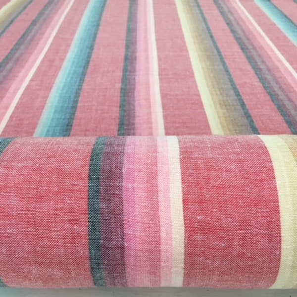 Double Faced Gauze Cotton in Red Serape Inspired Stripe