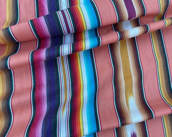 Ikat Salmon Pink Serape Inspired Stripe in Cotton