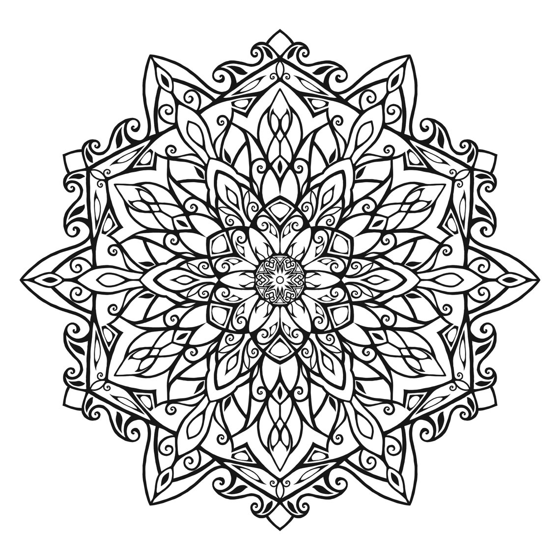 Printable Coloring Page Mandala - Etsy