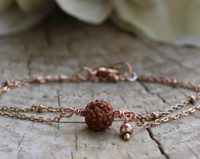 Rudraksha bracelet, Yoga Gift,  Healing bracelet. Spiritual jewellery. Gold, silver, rose gold.