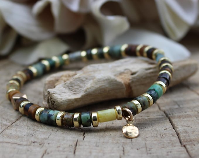 Bracelet for abundance and protection. Beaded stretch cord gemstone bracelet.