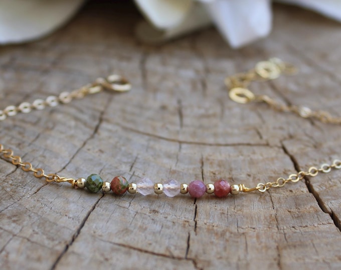 Fertility support .Rhodonite, Rose Quartz, Unakite Bracelet.