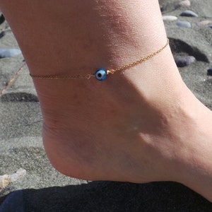 Evil eye anklet. Dainty evil eye anklet bracelet.  Ankle bracelet. Gold,silver, rose gold chain anklet.