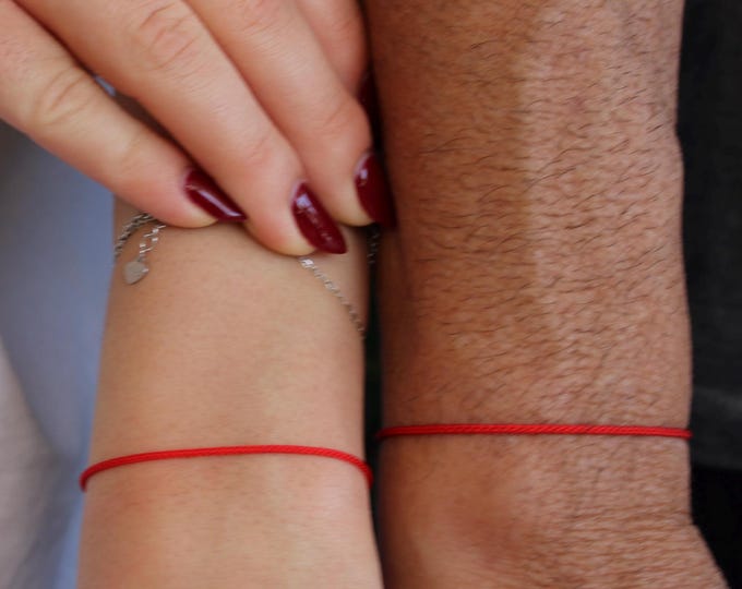 Couples red string bracelet. Red string of fate bracelet for couple. Unisex red string of fate.
