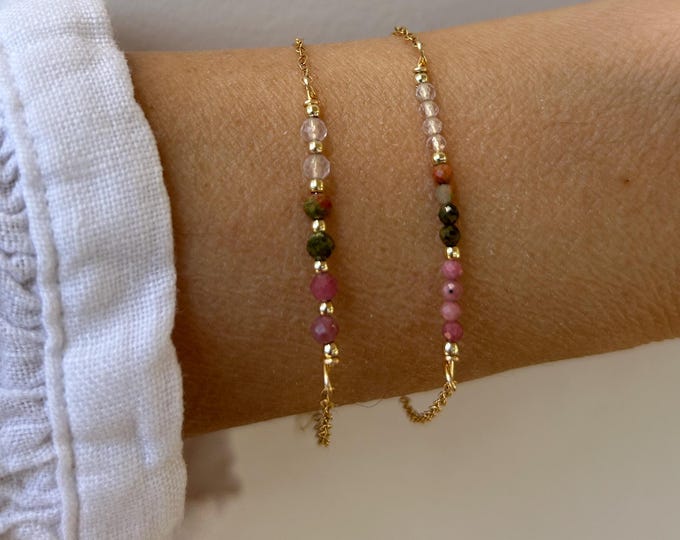 Fertility support .Rhodonite, Rose Quartz, Unakite Bracelet.