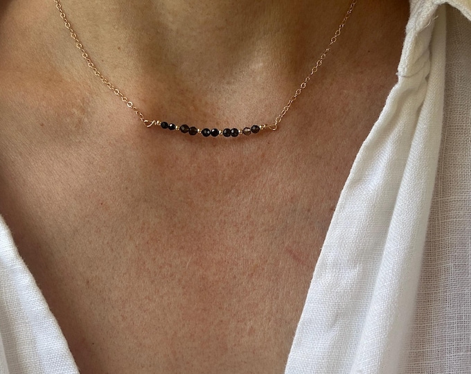 Gemstone Protection necklace, Black tourmaline,  Onyx, Gold Sheen Obsidian, hematite, smoky quartz