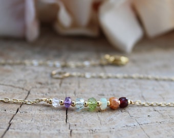 7 chakra necklace. Real stone 7 chakra. Dainty chakra necklace . Crystal healing necklace. Gold filled/sterling silver