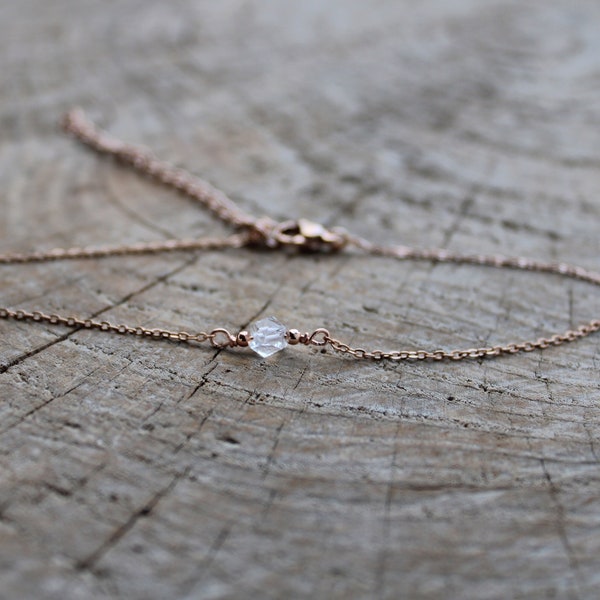 Herkimer diamond anklet. Dainty gold anklet bracelet.  Anklet bracelet. Gold chain anklet. Summer anklet. Ankle jewellery.