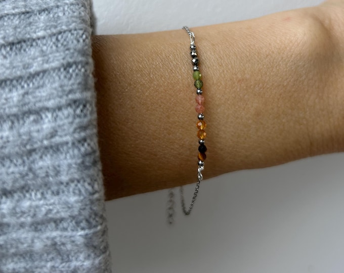 Bracelet for abudance, protection and positivity,  Tiger's eye, citrine, sunstone, green jade, pyrite bracelet. Gold filled/sterling silver