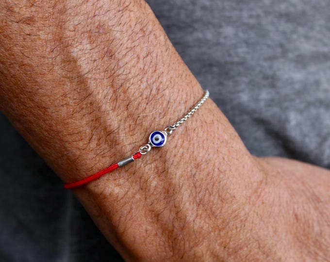 Evil Eye Red String Bracelet: Stainless Steel Protection Bracelet. Unisex bracelet.