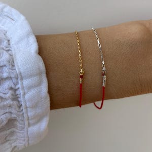 Red String of Fate Bracelet: Gold Filled or Sterling Silver Protection Cord