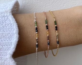 Empath protection bracelet,  tourmaline, smoky quartz, citrine, hematite.  Gold filled, sterling silver, stainless steel
