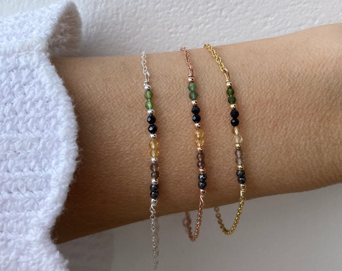 Empath protection bracelet,  tourmaline, smoky quartz, citrine, hematite.  Gold filled, sterling silver, stainless steel