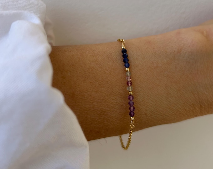 Sodalite, fluorite and amethyst bracelet. Aura protection bracelet. Block negative energy.  Gold filled/sterling silver