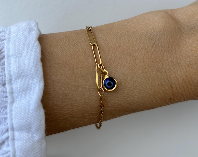 Evil eye bracelet. Stainless steel evil eye bracelet. Greek mati. Protection bracelet.