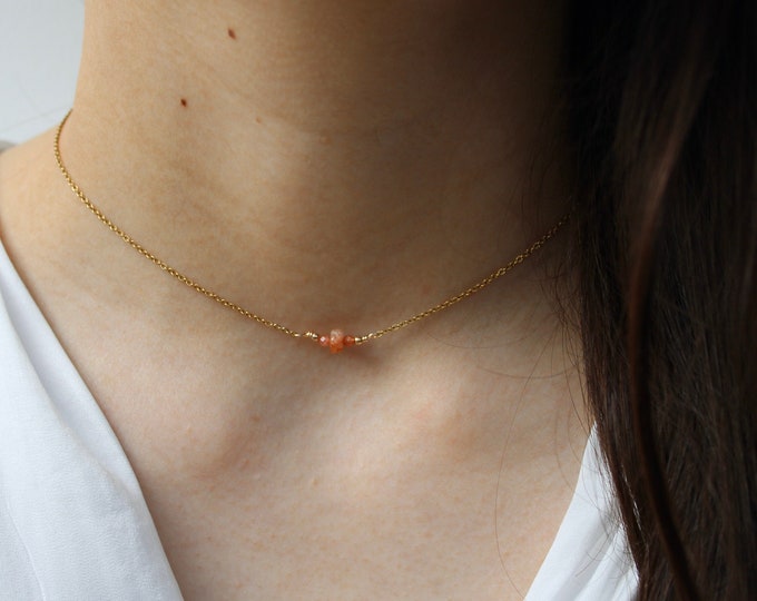 Gemstone choker. Aquamarine, carnelian,  moonstone, rose quartz, sunstone , smoky quartz, pearl, opal. Gold, rose gold, silver chain