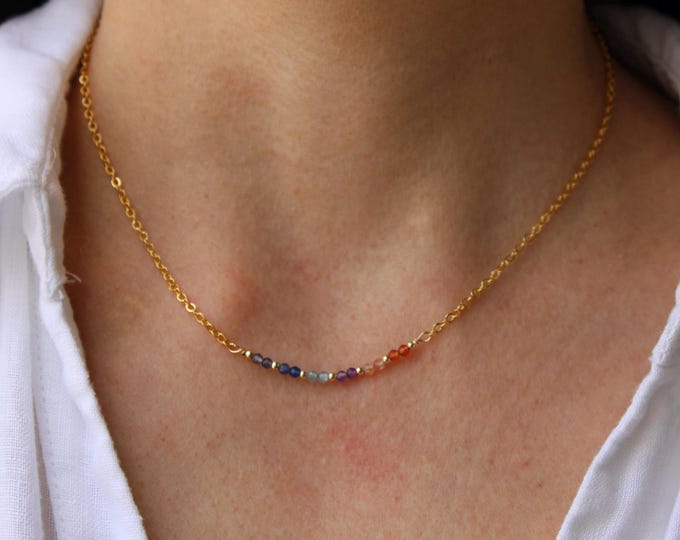 Crystal Healing Necklace, Weight loss aid.  Iolite, Apatite, Gold Filled or Sterling Silver