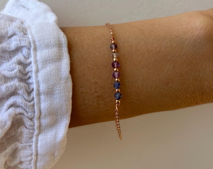 Sodalite, fluorite and amethyst bracelet. Aura protection bracelet. Block negative energy.  Gold filled/sterling silver