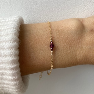 Dainty Garnet Bracelet: 14k Gold Filled,sterling silver January Birthstone