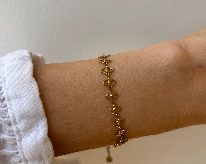 Evil eye link chain bracelet. Stainless Steel , Greek Mati Gold chain.