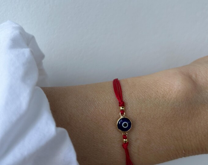 Adjustable Evil Eye Cord Bracelet: Turkish Charm, Protection Jewelry