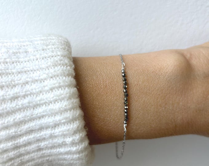 Dainty Pyrite Bracelet, Abundance Protection Energy Guard, Gold Silver Rose Gold Chain