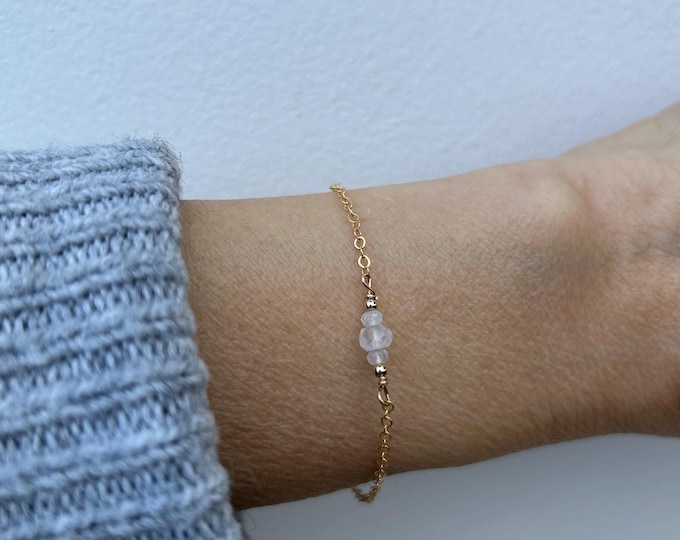Dainty moonstone bracelet. Gold filled/Rose gold filled/ sterling silver moonstone bracelet. June birthstone . Hormonal balance.