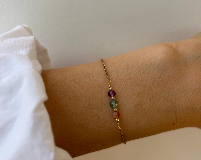 Crystal Healing Weight Loss Aid bracelet. , Blue Apatite, sunstone, amethyst gemstone Bracelet