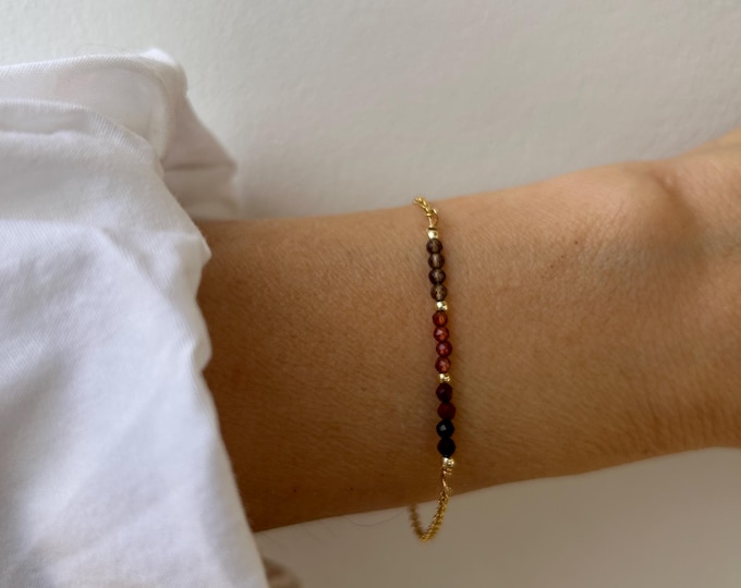 Bloodstone, garnet and smoky quartz bracelet.  Empath Protection, grounding, block negativity.