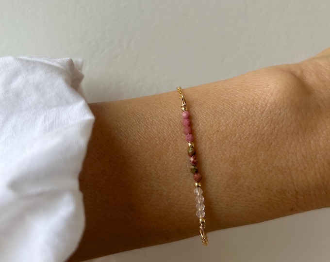 Fertility support .Rhodonite, Rose Quartz, Unakite Bracelet.