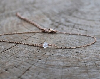 Herkimer diamond anklet. Dainty gold anklet bracelet.  Anklet bracelet. Gold chain anklet. Summer anklet. Ankle jewellery.