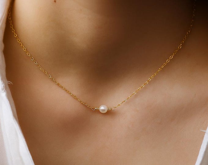 Pearl Choker. Pearl Necklace. 14K Gold Filled, sterling silver. Wedding jewellery.