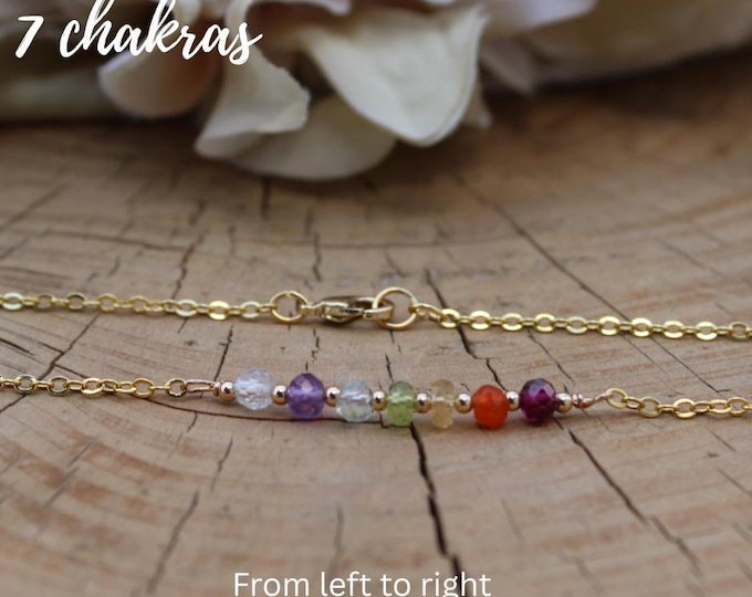 Chakra Necklace, 7 Chakra Crystal Necklace, Healing Crystal Jewelry, Spiritual Gift for Her, Energy Healing Necklace