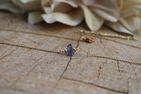 September birthstone necklace. Iolite choker necklace. Sapphire choker.  Water sapphire necklace. Gold, silver, rose gold chain.