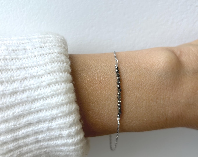 Dainty Pyrite Bracelet, Abundance Protection Energy Guard, Gold Silver Rose Gold Chain