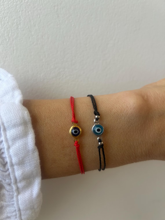 Mens evil eye cord bracelet. Unisex evil eye string bracelet. Protection bracelet. Red string bracelet.