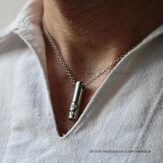 Mens evil eye necklace. Mens stainless steel evil eye necklace. Pendant necklace.