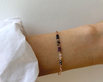 Empath Protection Bracelet: Black Tourmaline, Amethyst, Quartz, Hematite, Pyrite