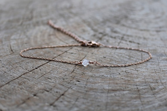 Herkimer diamond anklet. Dainty gold anklet bracelet.  Anklet bracelet. Gold chain anklet. Summer anklet. Ankle jewellery.