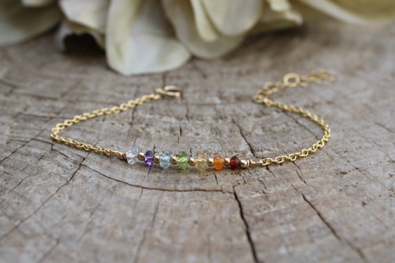 7 chakra bracelet. Real stone 7 chakra. Dainty 7 chakra bracelet. Alternative 7 chakra gemstones. Gold filled/sterling silver