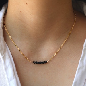 Black tourmaline bar necklace. Gold filled/sterling silver black tourmaline choker . October birthstone. Empath protection.
