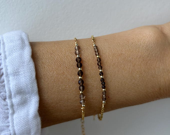 Smoky Quartz Bracelet: Gold Filled, Sterling Silver, or Stainless Steel. Protection and grounding.