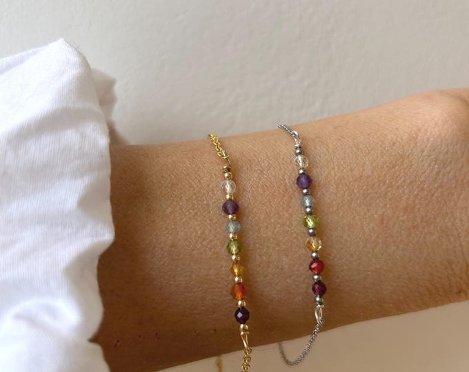 7 Chakra Gemstone Bracelet, Real Stones, Healing Crystal Jewelry