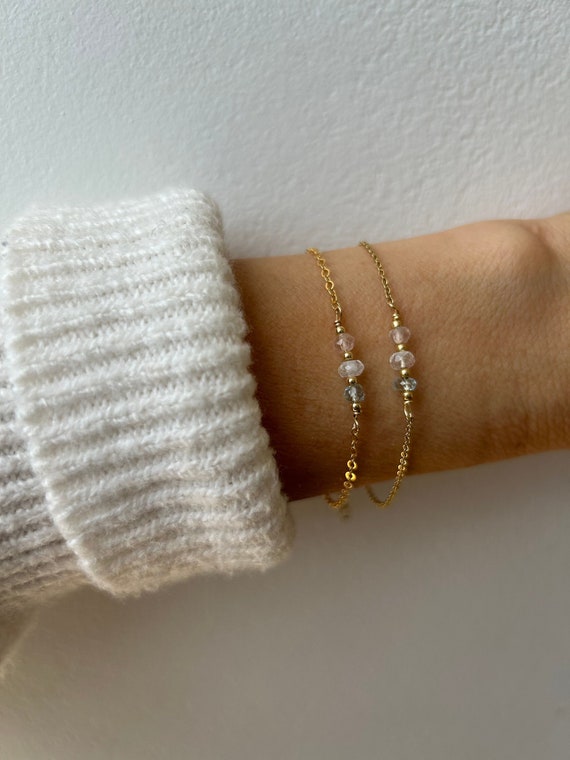 Fertility support bracelet. Rose quartz, moonstone and aquamarine bracelet. Mom to be bracelet. Gold, silver,rose gold chain