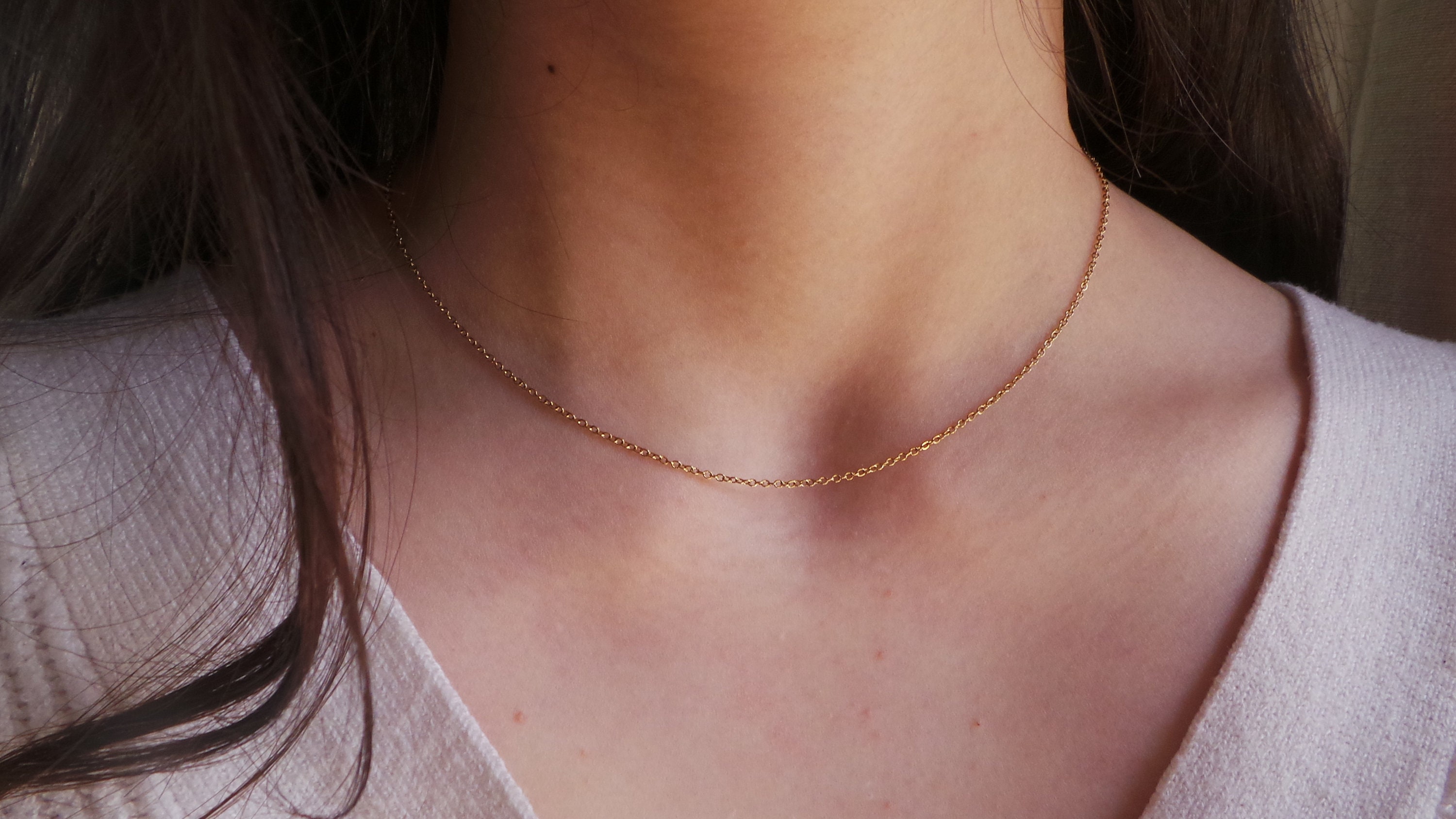 Cable Chain Necklace Thin Gold Stainless Steel Minimalistic Dainty Simple  Silver Replacement Chain Layering Necklace Gift for Her 